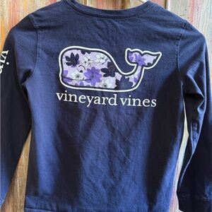 Vineyard Vines Kids Navy Long Sleeve with Floral Whale